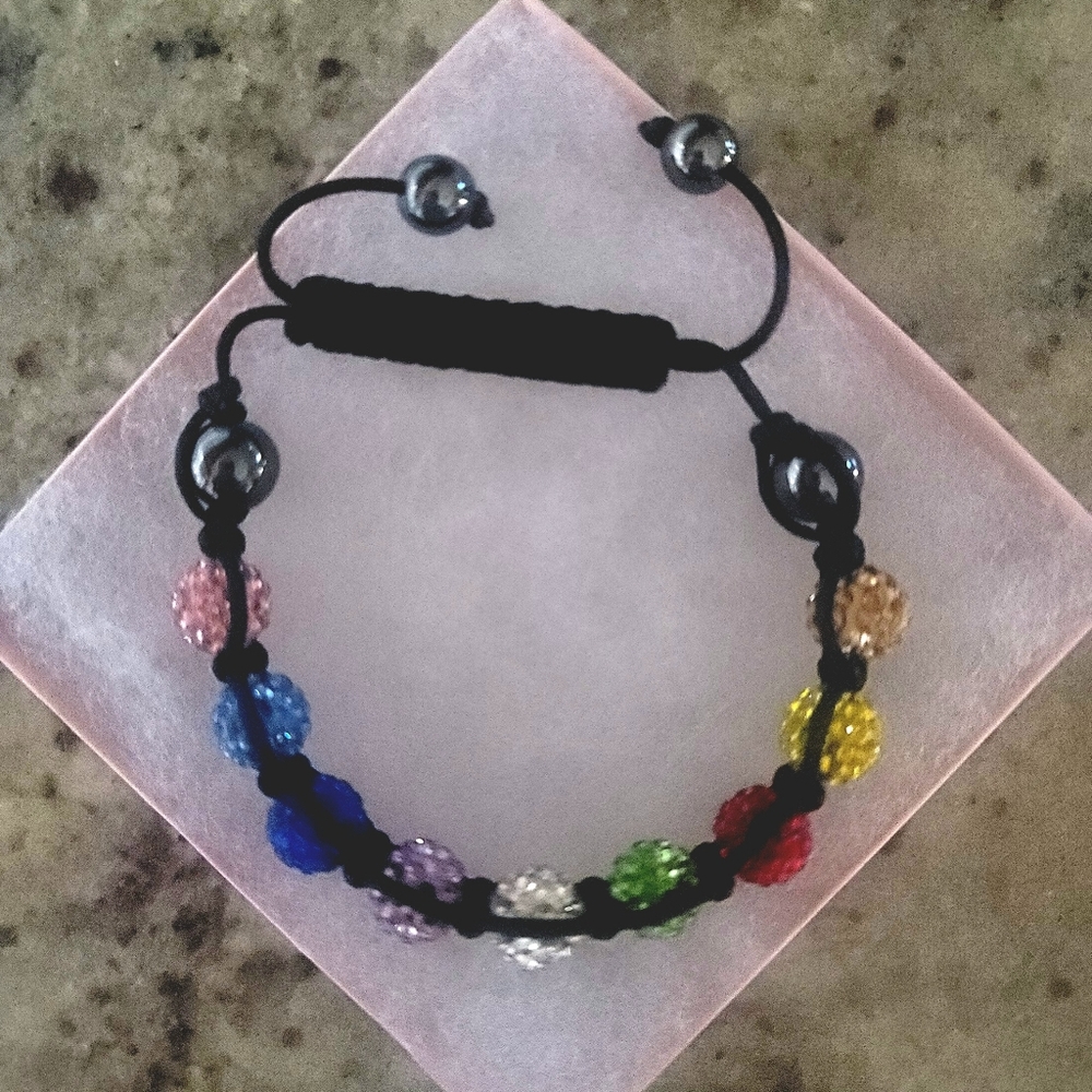 JAPANESE WOVEN 1 SIZE DISCO BALL LAME BRACELET